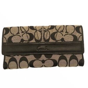 Coach signature Ashley jacquard & leather wallet